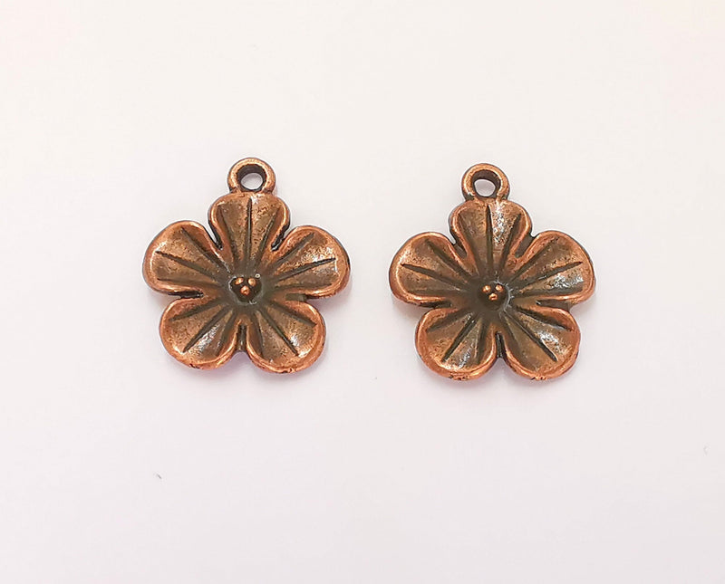 5 Flower Charms Antique Copper Plated Charms (22x19mm)  G22546