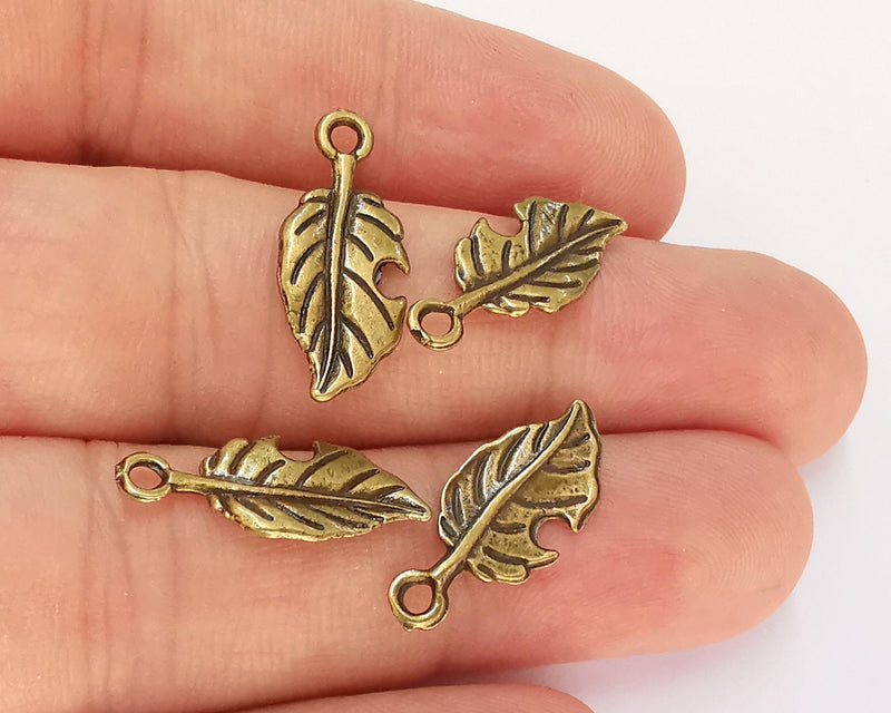 20 Leaf Charm Antique Bronze Plated Charms (21x9mm) G22547