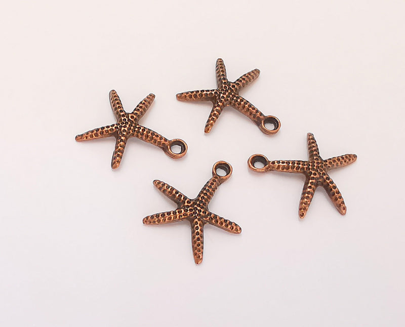 10 Starfish Charms Antique Copper Plated Metal  (19x17mm) G22549