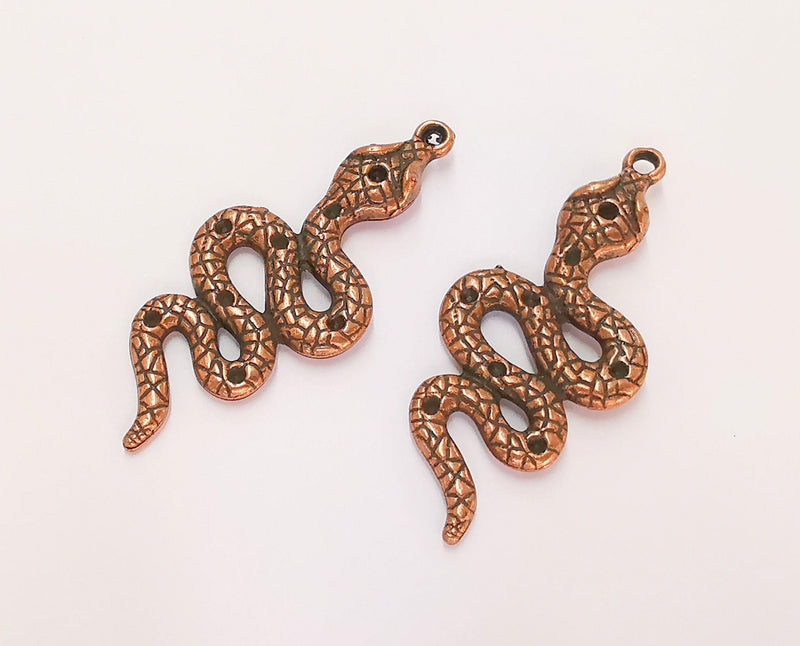 2 Snake Charms Antique Copper Plated Charms (49x21mm)  G22554
