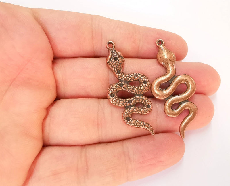 2 Snake Charms Antique Copper Plated Charms (49x21mm)  G22554