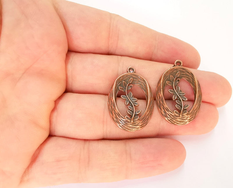 4 Flower Charms Antique Copper Plated Charms (30x21mm)  G24792