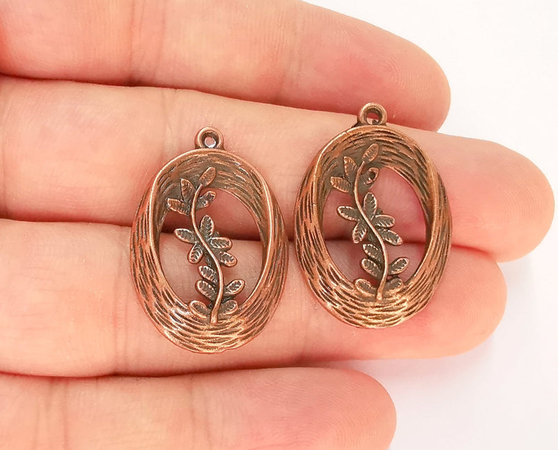 4 Flower Charms Antique Copper Plated Charms (30x21mm)  G24792