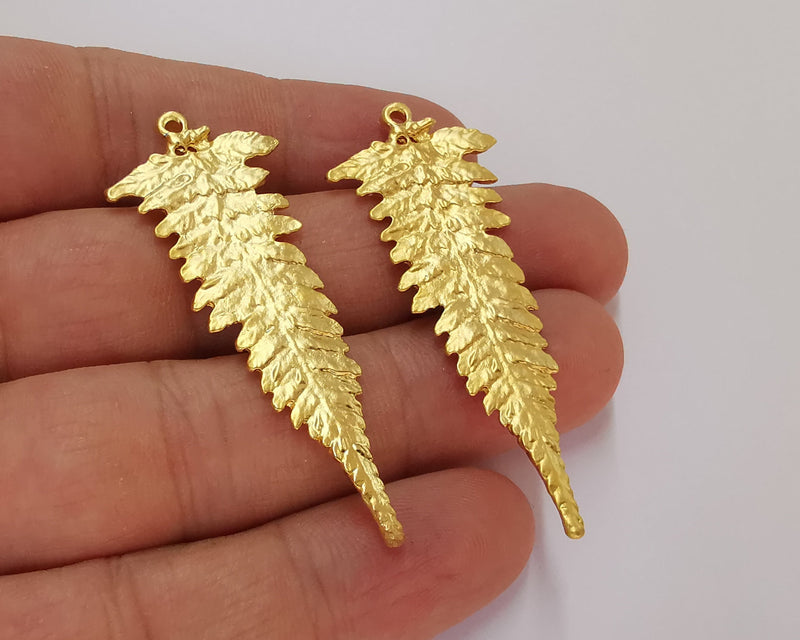 2 Leaf Charms Gold Plated Charms (57x22mm)  G22586