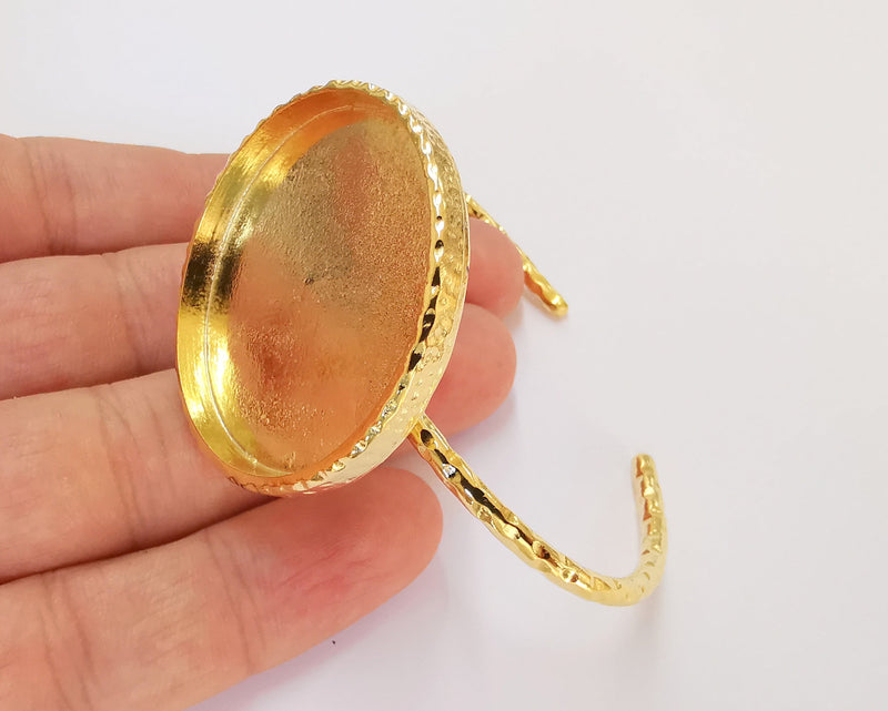 Shiny Gold Hammered Bracelet Blanks Settings Cuff Blanks Resin Blank İnlay Blank Adjustable Bracelet Gold Plated Bracelet (40 mm ) G22595