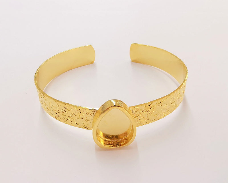 Shiny Gold Textured Bracelet Blanks Settings Cuff Blanks Resin Blank İnlay Blank Adjustable Bracelet Gold Plated Bracelet (18x13 mm ) G22602
