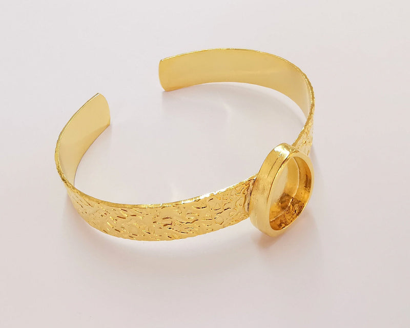 Shiny Gold Textured Bracelet Blanks Settings Cuff Blanks Resin Blank İnlay Blank Adjustable Bracelet Gold Plated Bracelet (18x13 mm ) G22602