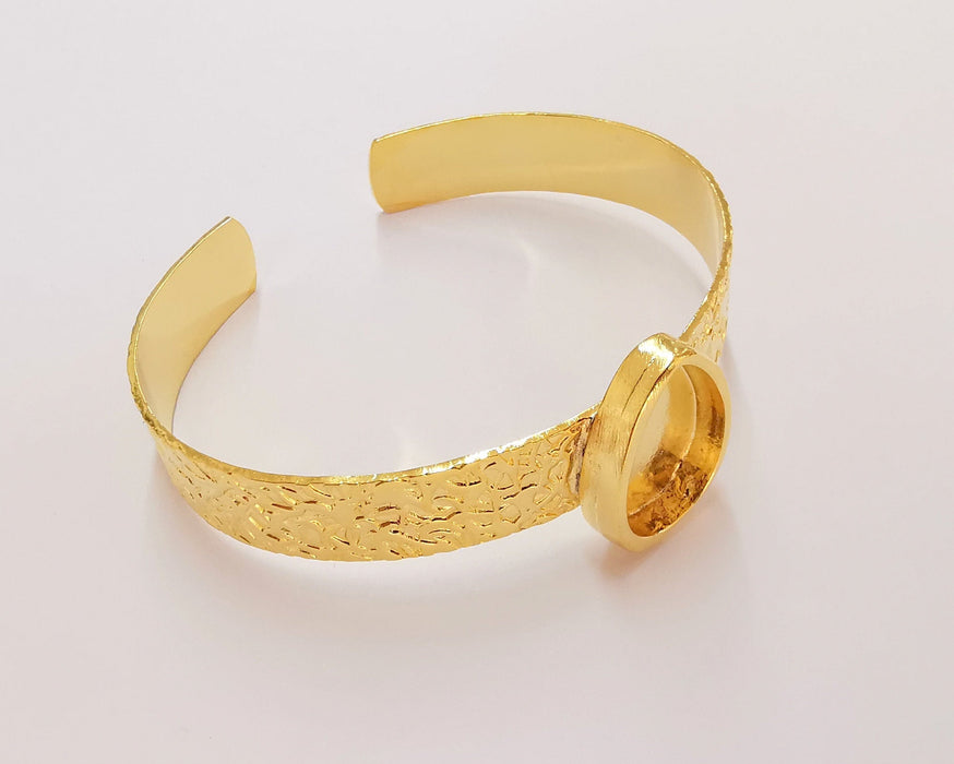 Shiny Gold Textured Bracelet Blanks Settings Cuff Blanks Resin Blank İnlay Blank Adjustable Bracelet Gold Plated Bracelet (18x13 mm ) G22602
