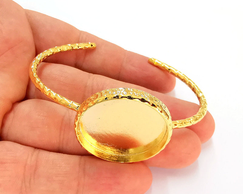 Shiny Gold Hammered Bracelet Blanks Settings Cuff Blanks Resin Blank İnlay Blank Adjustable Bracelet Gold Plated Bracelet (30 mm ) G22605