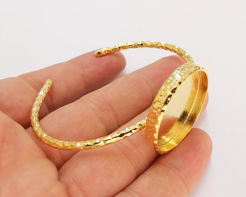 Shiny Gold Hammered Bracelet Blanks Settings Cuff Blanks Resin Blank İnlay Blank Adjustable Bracelet Gold Plated Bracelet (30 mm ) G22605