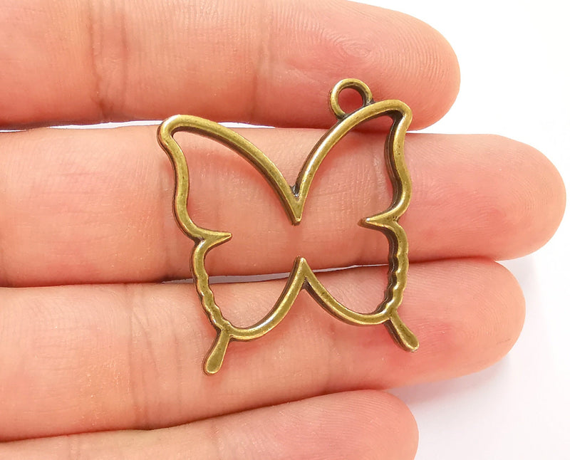2 Butterfly Charms Antique Bronze Plated Charms (35x32mm) G24865