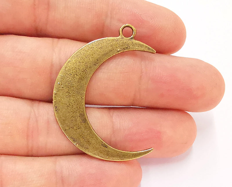 2 Crescent Charms Antique Bronze Plated Charms (43mm)  G22607