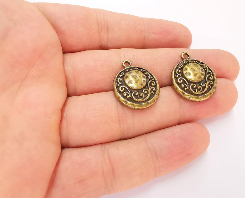 4 Silver Charms Antique Bronze Plated Charms (23x19mm)  G22609