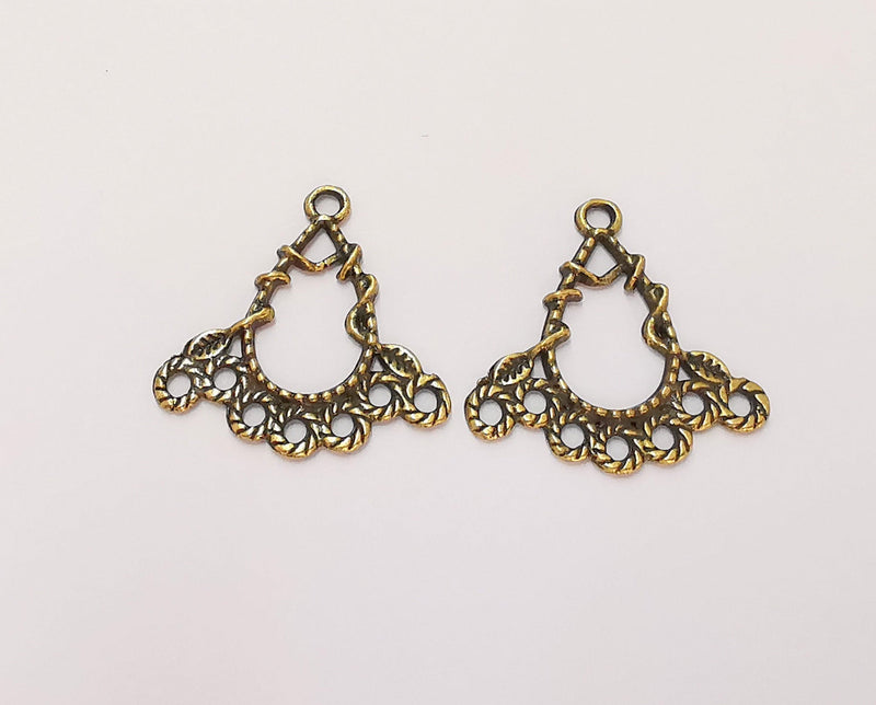 5 Drop Connector Charms Antique Bronze Plated Charms  (25x25mm)  G22612