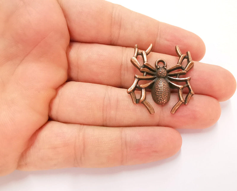 2 Spider Charms Antique Copper Plated Charms (34x30mm)  G22613