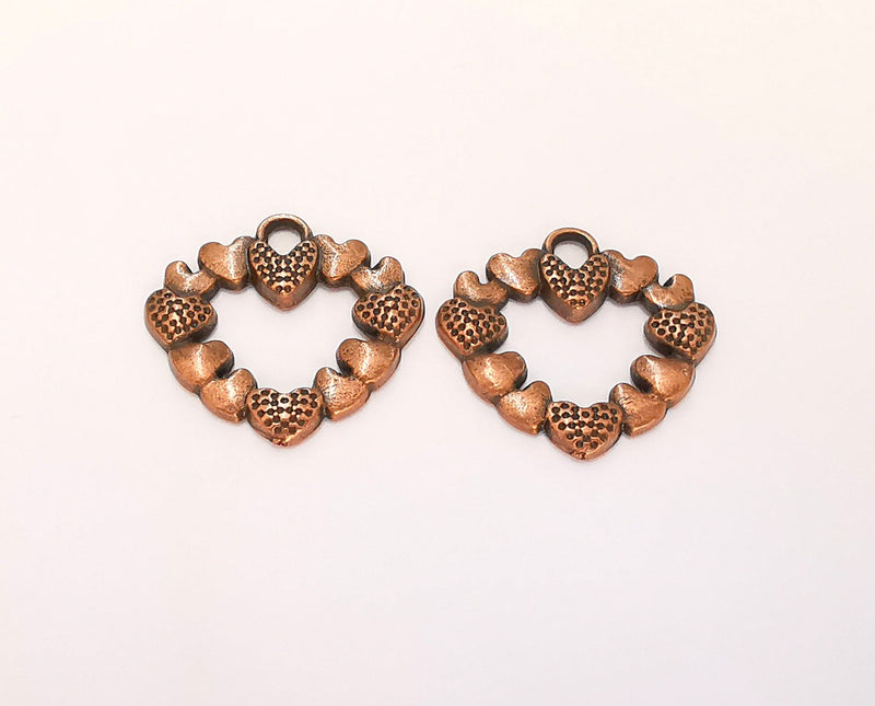 4 Heart Charms Antique Copper Plated Charms (26x25mm) G22627