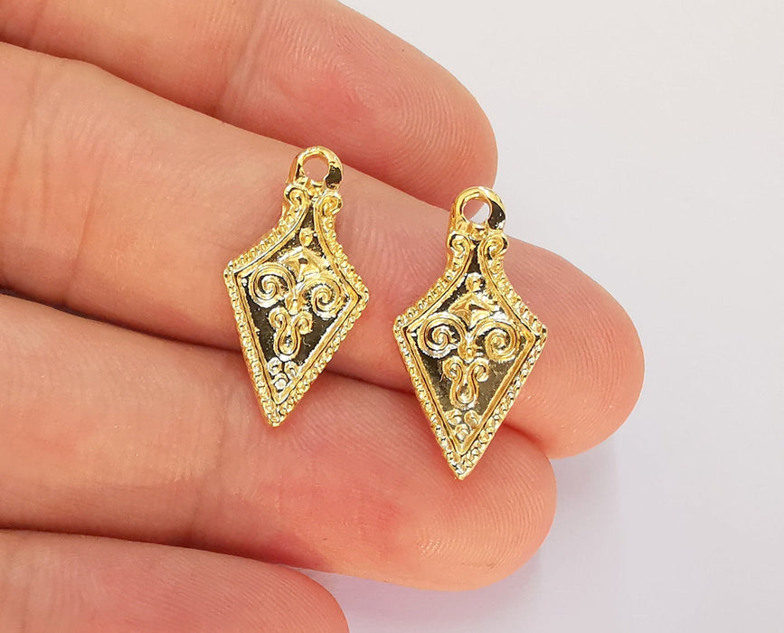 4 Gold Charms 24K Shiny Gold Plated Charms  (23x12mm)  G22631