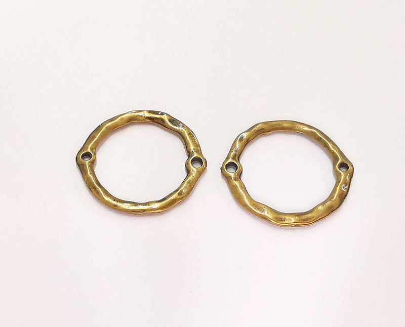 5 Antique Bronze Circle Connector Charms Antique Bronze Plated Charms (28mm)  G22152