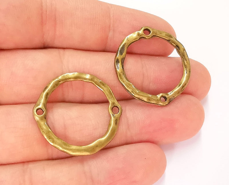 5 Antique Bronze Circle Connector Charms Antique Bronze Plated Charms (28mm)  G22152