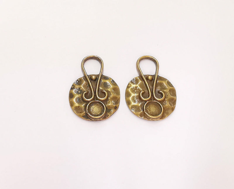 2 Antique Bronze Pendant Blank inlay Blank Mosaic Blank Resin Blank Bezel Base Setting Mountings Antique Bronze Plated(6mm blank) G22156