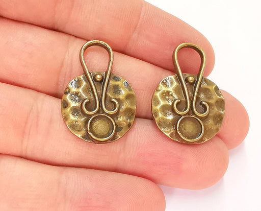 2 Antique Bronze Pendant Blank inlay Blank Mosaic Blank Resin Blank Bezel Base Setting Mountings Antique Bronze Plated(6mm blank) G22156