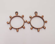 2 Ship Steering Wheel Charms Antique Copper Plated Charm (39x34mm) G22157