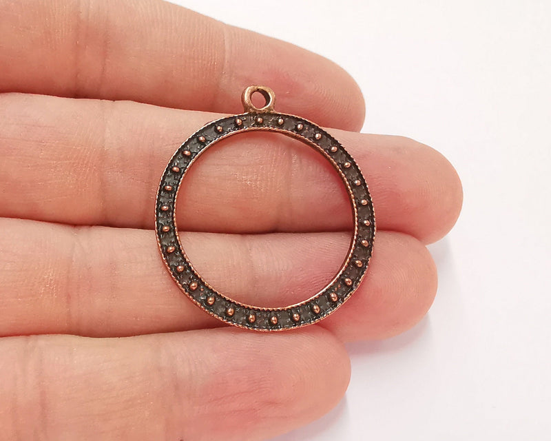 4 Circle Charms Antique Copper Plated Charm (37x32mm) G22158