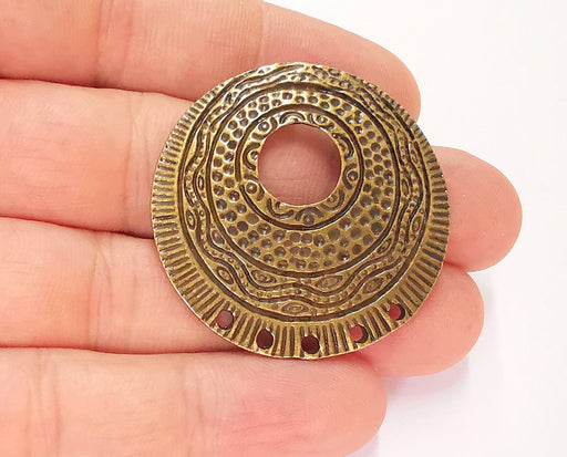 2 Antique Bronze Tribal Charm Connector Antique Bronze Charm (40mm) G22159