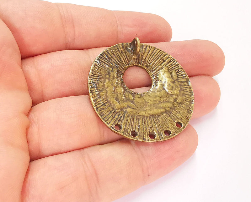 2 Antique Bronze Tribal Charm Connector Antique Bronze Charm (40mm) G22159