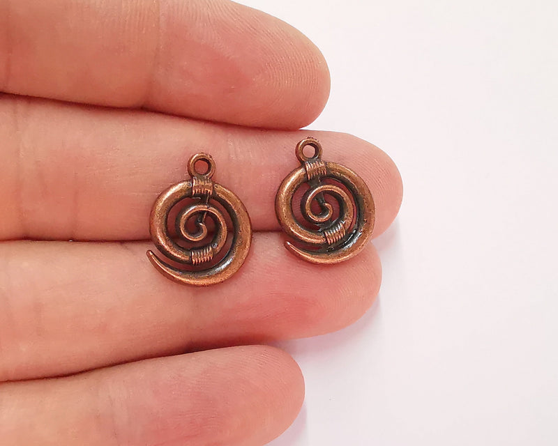 10 Spiral Charms Antique Copper Plated Charms (18x15mm) G22160