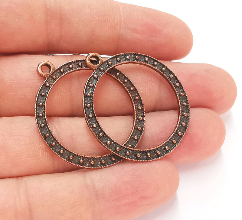 4 Circle Charms Antique Copper Plated Charm (37x32mm) G22158