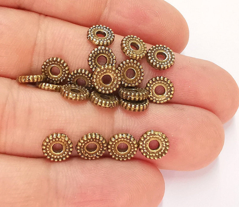 20 Antique Bronze Rondelle Beads Antique Bronze Plated Beads (7mm)  G22161