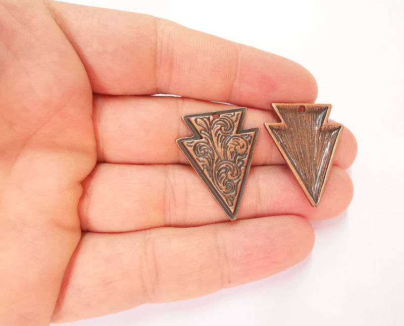 2 Copper Charms Antique Copper Plated Charms (31x24mm)  G22166