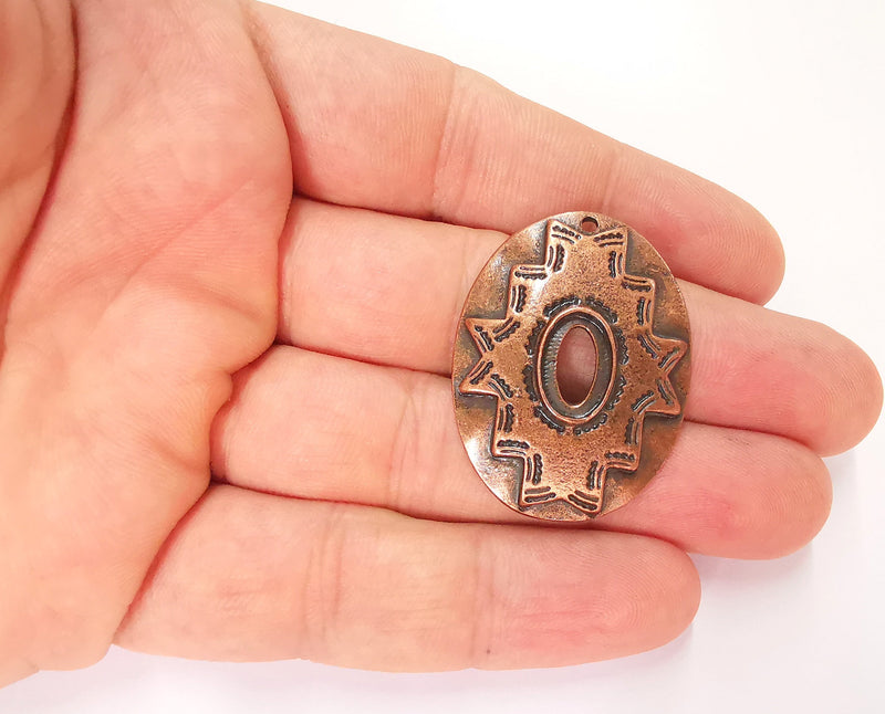 2 Copper Charm Cabochon Blank Bezel Antique Copper Plated Charm (38x29mm) (12x8mm Blank size) G22169