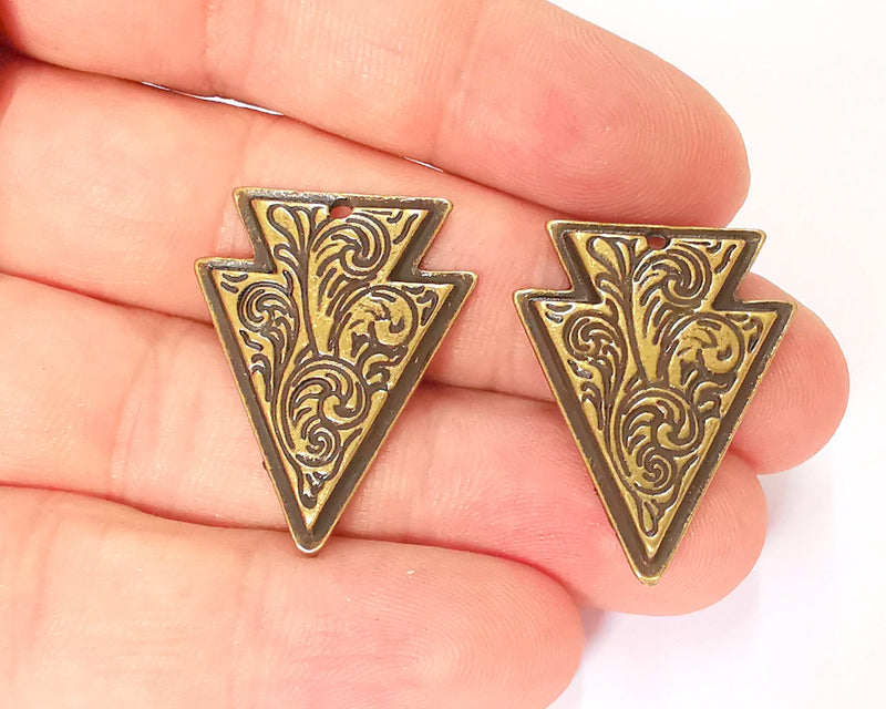 2 Antique Bronze Charms Antique Bronze Plated Charms (31x24mm)  G22177