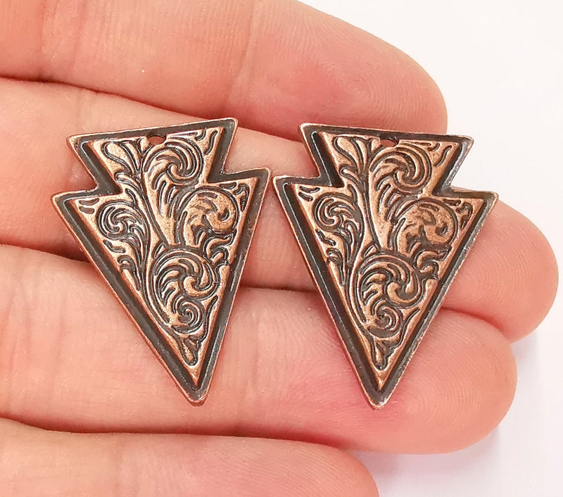 2 Copper Charms Antique Copper Plated Charms (31x24mm)  G22166
