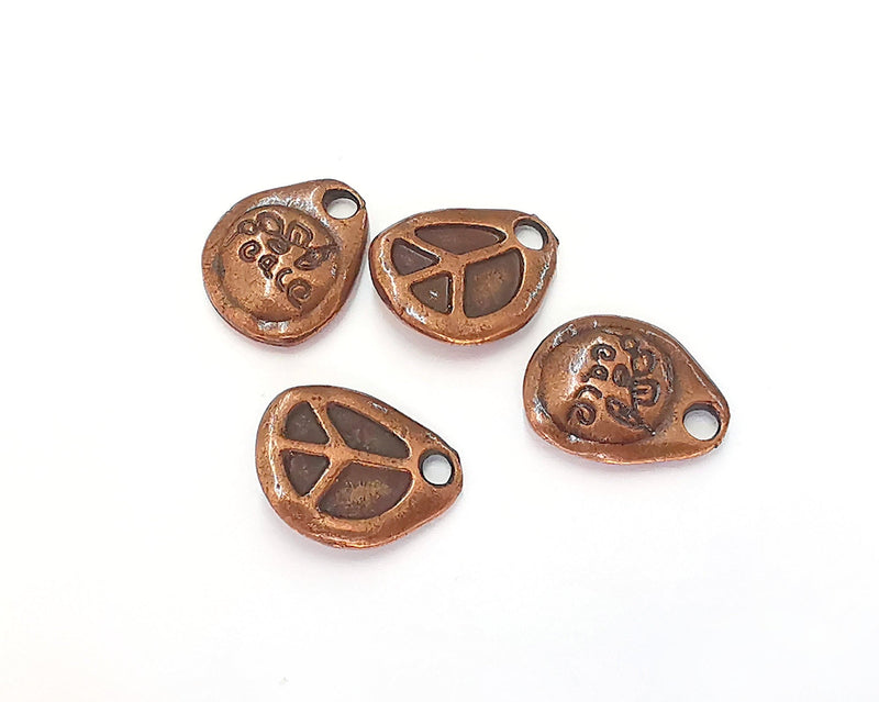 5 Peace Charms Antique Copper Plated Charms (15x12mm)  G28047
