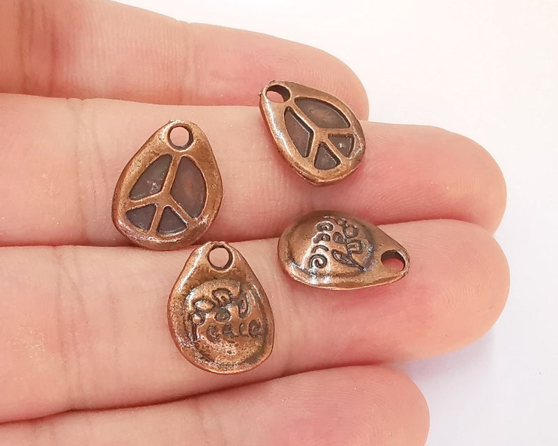 5 Peace Charms Antique Copper Plated Charms (15x12mm)  G28047