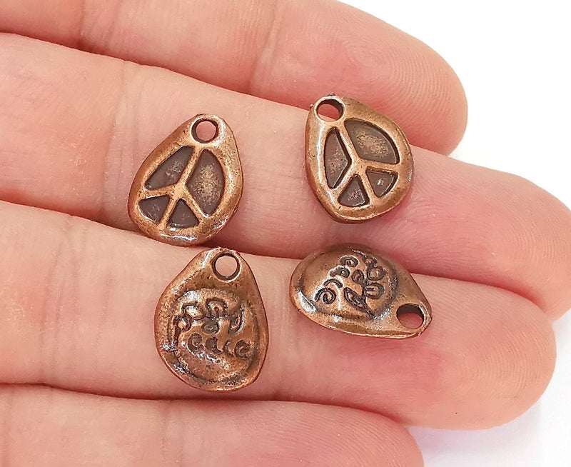 5 Peace Charms Antique Copper Plated Charms (15x12mm)  G28047