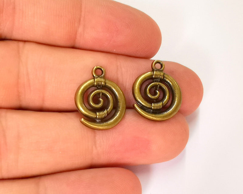 10 Spiral Charms Antique Bronze Plated Charms (18x15mm) G22182