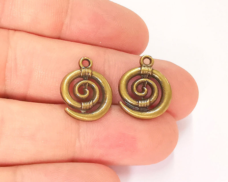 10 Spiral Charms Antique Bronze Plated Charms (18x15mm) G22182