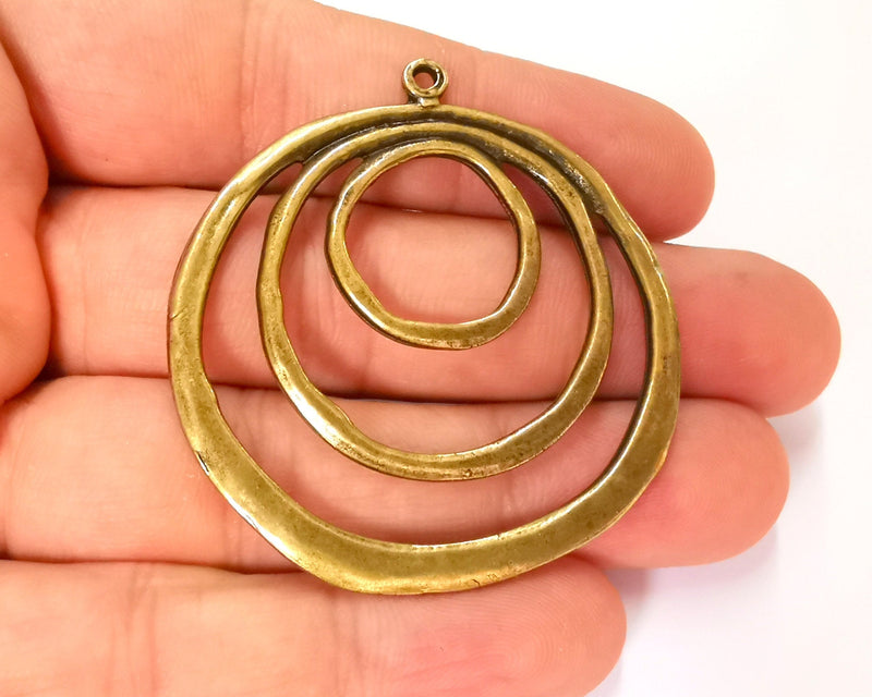 2 Circles Pendant Antique Bronze Plated Pendant (53x49mm) G22183