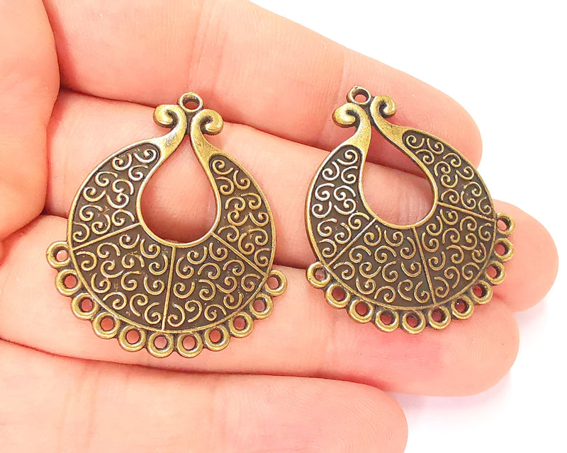 2 Antique Bronze Charms Connector Antique Bronze Plated Charms (39x33mm)  G22187