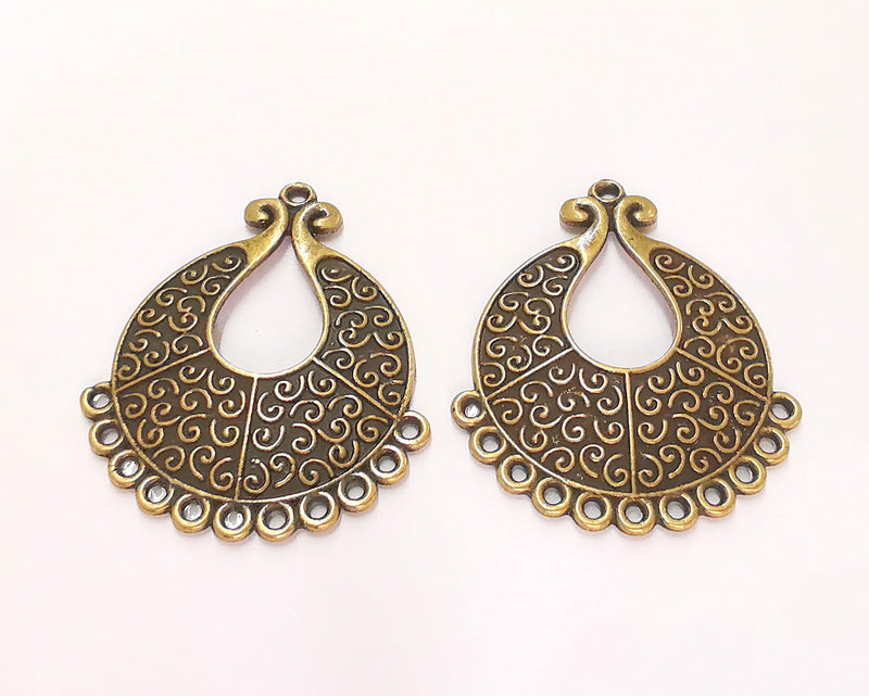2 Antique Bronze Charms Connector Antique Bronze Plated Charms (39x33mm)  G22187