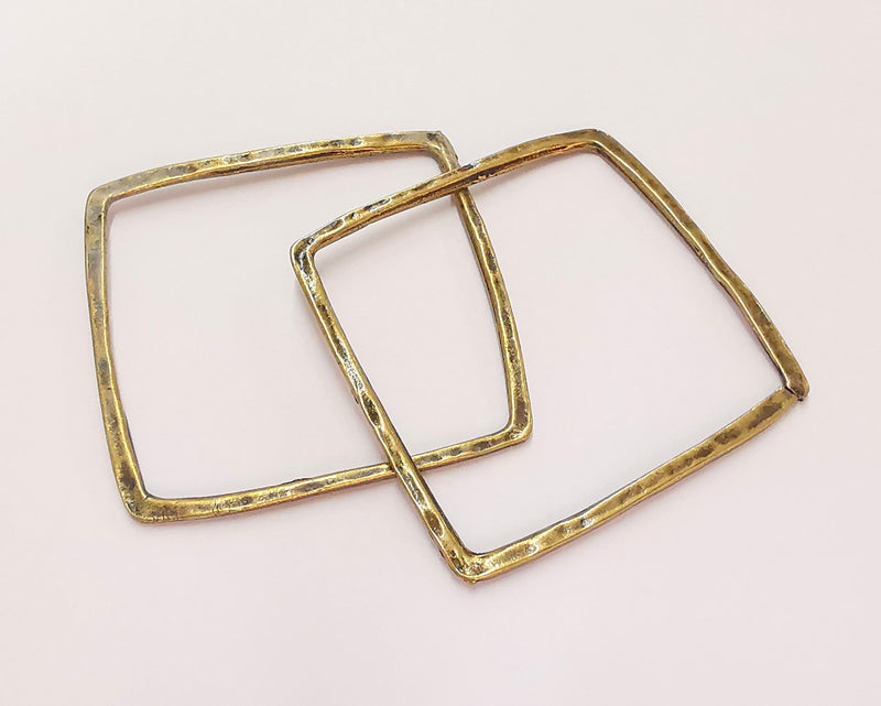 2 Square Connector Antique Bronze Charm Antique Bronze Plated Metal Charms (42mm) G22188