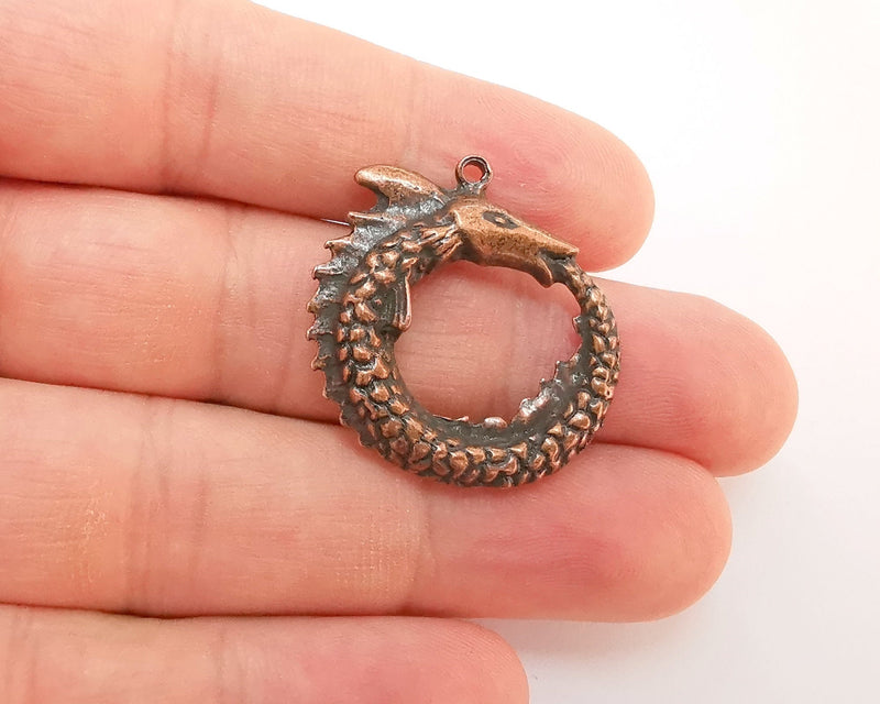 2 Dragon Charms Antique Copper Plated Charms (30x29mm) G22195