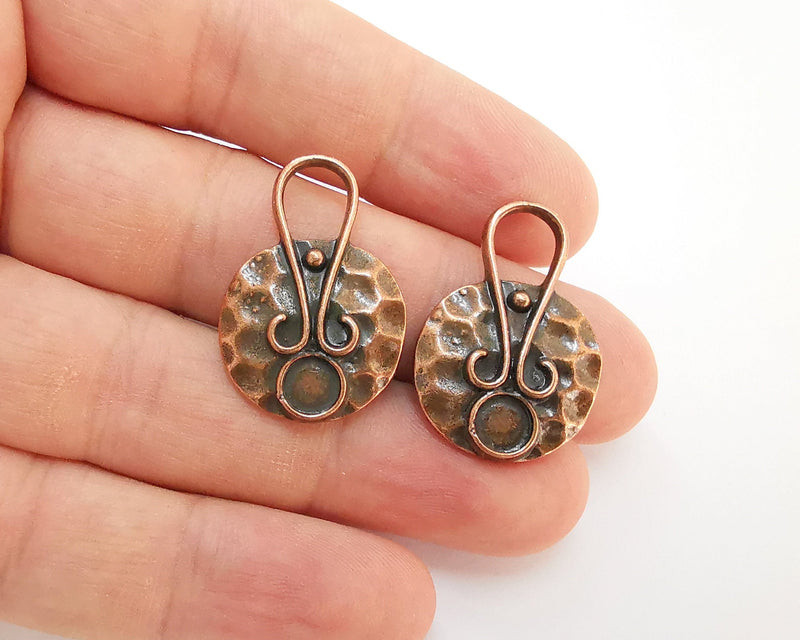 2 Copper Charms Blank Antique Copper Plated Charms (30x20mm)  G22200