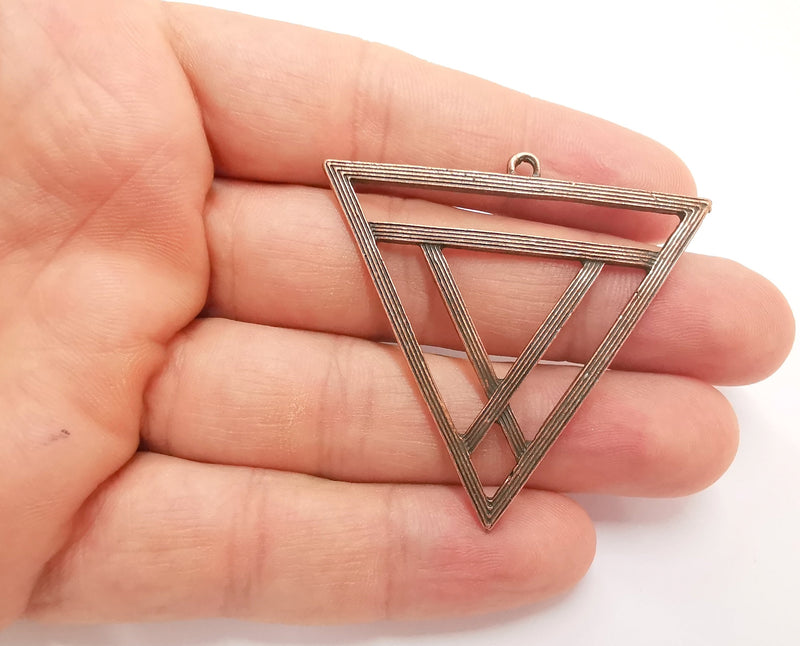 2 Triangle Charms Antique Copper Plated Charms (52x50mm)  G22201