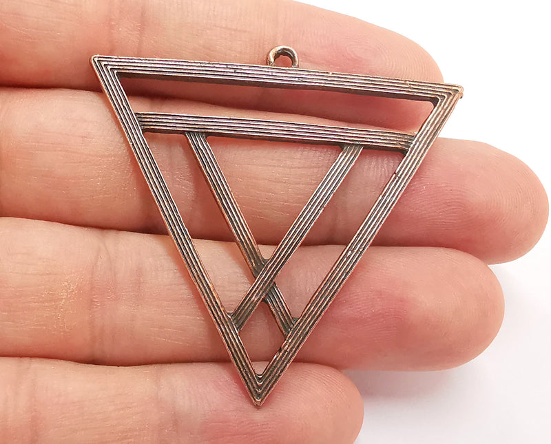 2 Triangle Charms Antique Copper Plated Charms (52x50mm)  G22201
