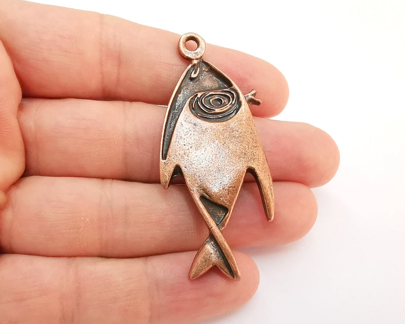 Fish Pendant Antique Copper Charm (62x28mm) G22203